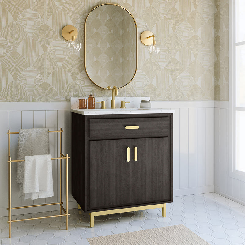 Summit Lane Fletcher 36-in Charcoal Undermount Single Sink Bathroom Vanity with White Lightly Veined Quartz Top, SL36FCV, [FB242], MSRP: $1,374.85, Final Price: $549.99 + Tax