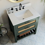 Summit Lane Thurston 36-in Green Undermount Single Sink Bathroom Vanity with White Lightly Veined Quartz Top, SL36TTV, [FB250], MSRP: $1,569.00, Final Price: $549.99 + Tax