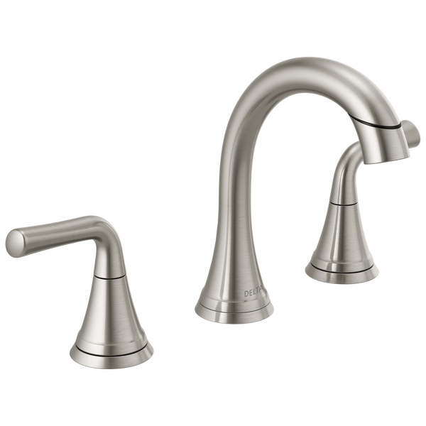 Delta Kayra Two Handle Widespread Pull-Down Bathroom Faucet in Stainless Steel, 3533LF-SSPDMPU