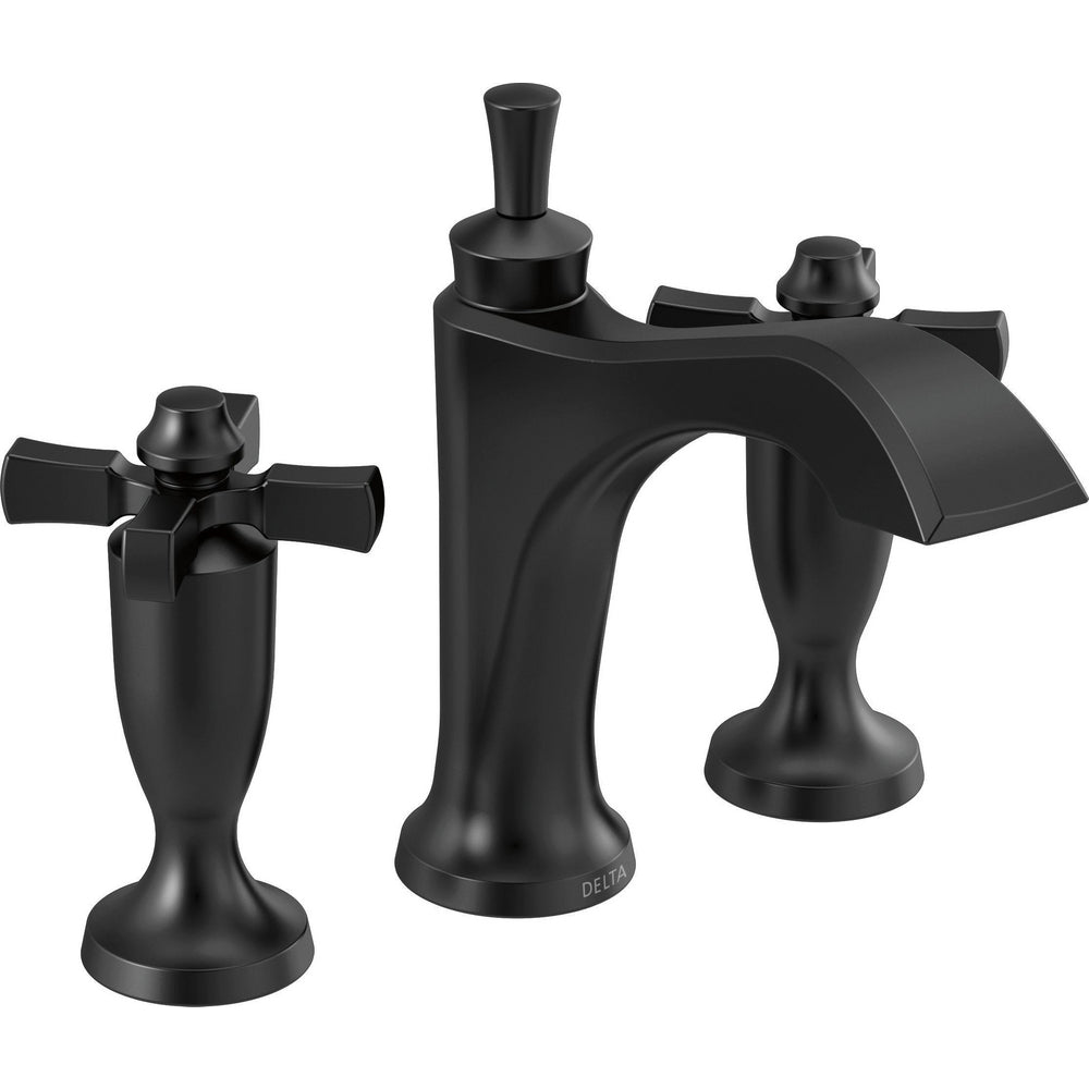 Delta Dorval Two Handle Widespread Bathroom Faucet in Matte Black, 3557-BLMPU-DST