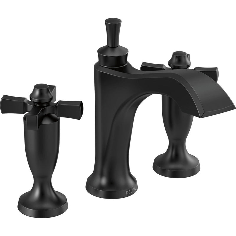 Delta Dorval Two Handle Widespread Bathroom Faucet in Matte Black, 3557-BLMPU-DST