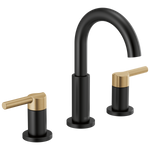 Delta Nicoli Two Handle Widespread Pull-Down Bathroom Faucet in Matte Black & Champagne Bronze, 35749LF-GZPD