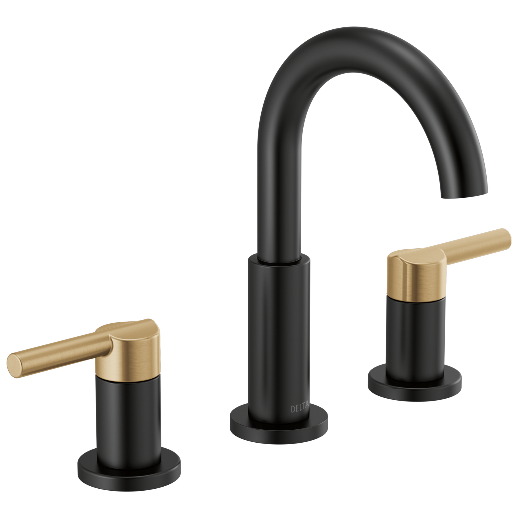 Delta Nicoli Two Handle Widespread Pull-Down Bathroom Faucet in Matte Black & Champagne Bronze, 35749LF-GZPD