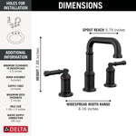 Delta Broderick Two Handle Widespread Bathroom Faucet in Matte Black, 3584-BL-DST