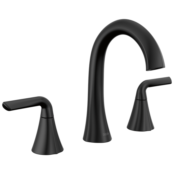Delta Eldren Two Handle Widespread Bathroom Faucet in Matte Black, 35847LF-BL