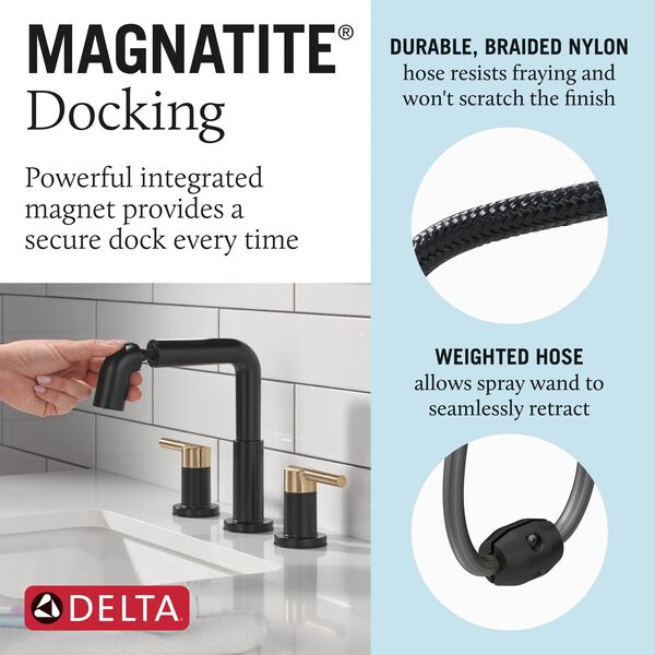 Nicoli Two Handle Widespread Pull-Down Bathroom Faucet