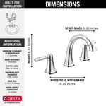 Delta Casara Two Handle Widespread Bathroom Faucet in Chrome, 35862LF