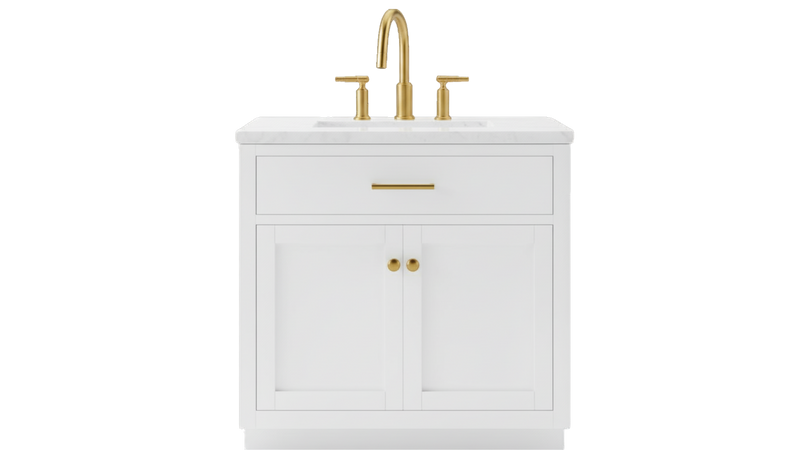 Grove Collection 36-Inch Single Sink Shaker Vanity in White with Quartz Countertop, ** NO BACKSPLASH ** SK36WWQ, FINAL PRICE: $499.99 + TAX