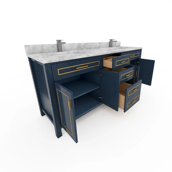 Venice 72-inch Double Sink Vanity in Blue with Custom Quartz Top, VV272B-CQTSQ , Retail: $2,099.95, FINAL PRICE: $1,299.99+ TAX