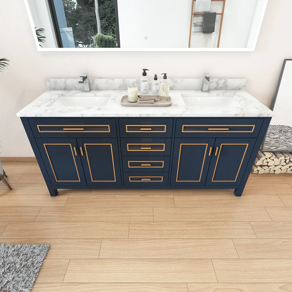 Venice 72-inch Double Sink Vanity in Blue with Custom Quartz Top, VV272B-CQTSQ , Retail: $2,099.95, FINAL PRICE: $1,299.99+ TAX