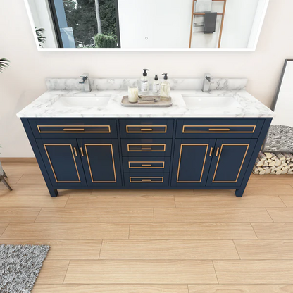 Venice 72-inch Double Sink Vanity in Blue with Custom Quartz Top, VV272B-CQTSQ , Retail: $2,099.95, FINAL PRICE: $1,299.99+ TAX