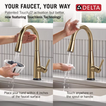 Delta Essa Champagne Bronze Single Handle Deck-mount Touchless Pull-down Kitchen Faucet with Sprayer (Includes Deck Plate)