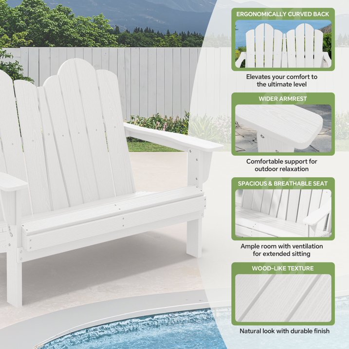 SERWALL Outdoor Bench Folding Adirondack Bench HDPE All-Weather Adirondack Loveseat for Park + Deck + Lawn + Garden, A041-093-001 *HD2509, Retail: $329.99, FINAL PRICE: $149.99 + TAX