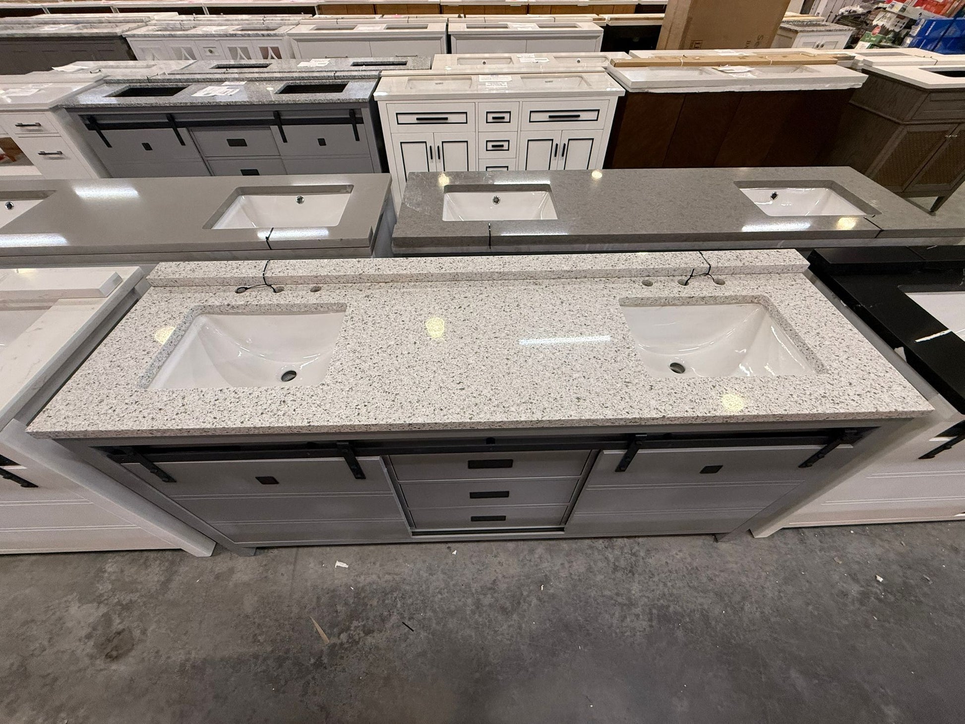 Florence 72-inch Double Sink Bathroom Vanity in Gray with Custom Quartz Top, VV372G-CQTSQ, Retail: $2,099.95, FINAL PRICE: $1,299.99 + TAX