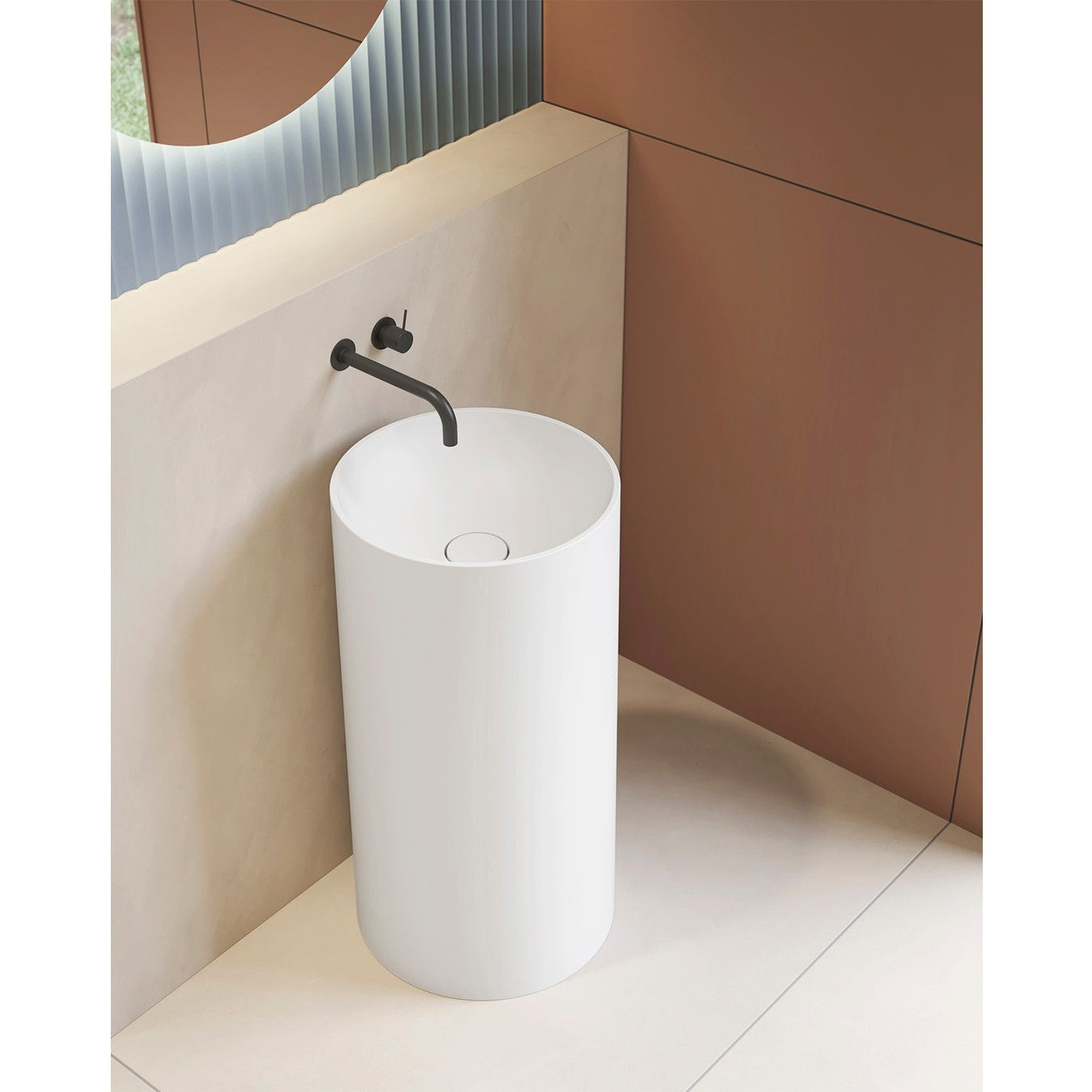 Acquabella Hoya Circle Freestanding Totem Sink 17x17 in Snow White, HO17SW, Retail: $2400, FINAL PRICE: $799.99 + TAX