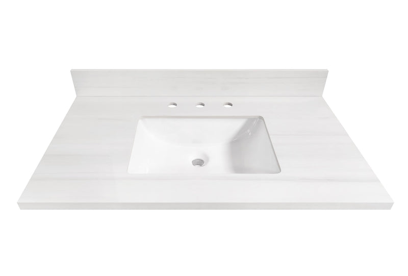 Alpine Reserve Dolomiti Bianco 37-in White Sintered Stone Undermount Single Sink Widespread Faucet Mount Bathroom Vanity Top