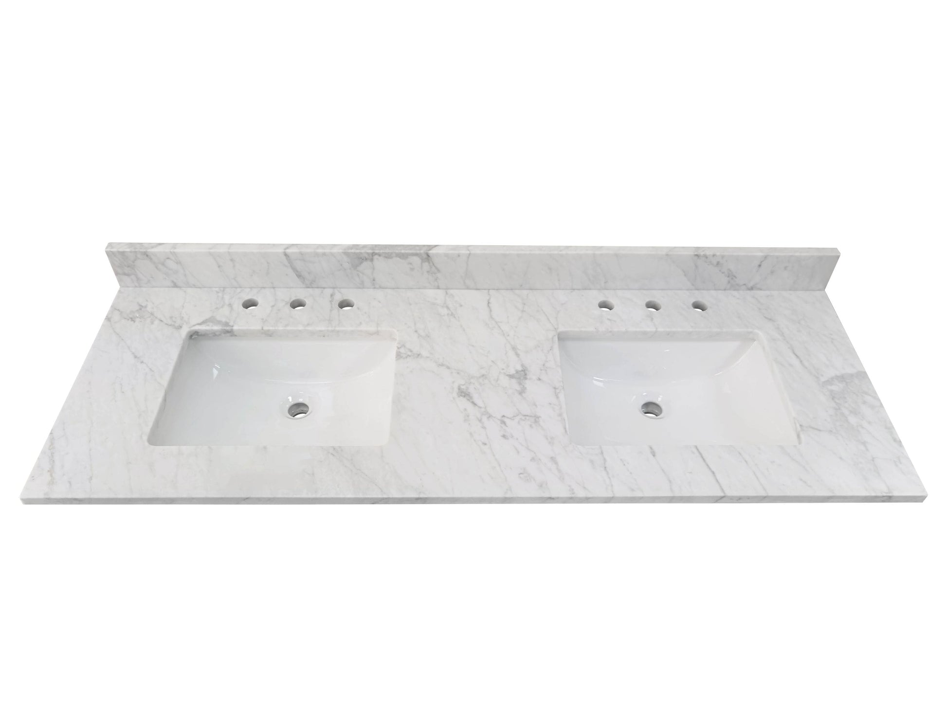 Alpine Reserve Carrara 61-in x 22-in White Natural Marble Undermount Double Sink Widespread Faucet Mount Bathroom Vanity Top