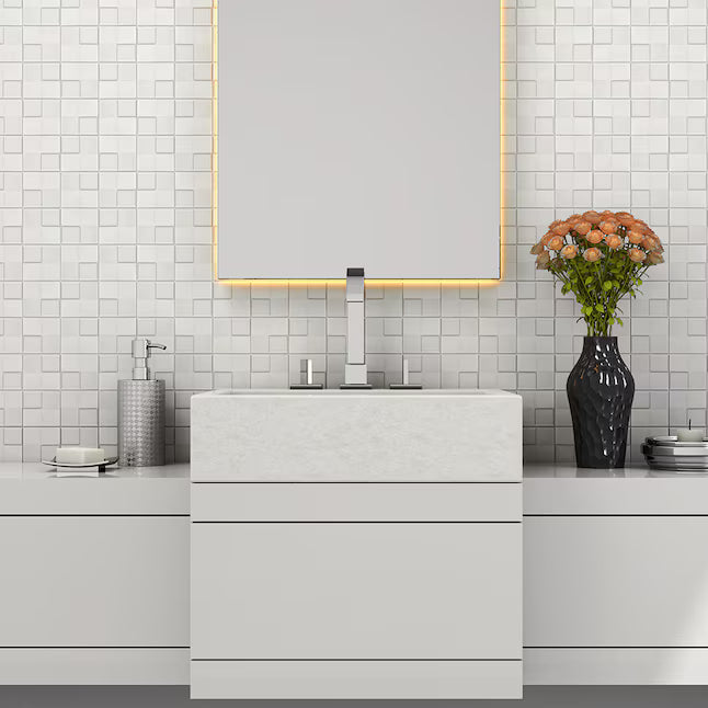 **PER PC** Boutique Ceramic White 12x12 Square Mosaic, LW0319006, 8.46sf, 9pcs, 25lbs,  FINAL PRICE: $3.99/pc, $35.91/ Box + TAX