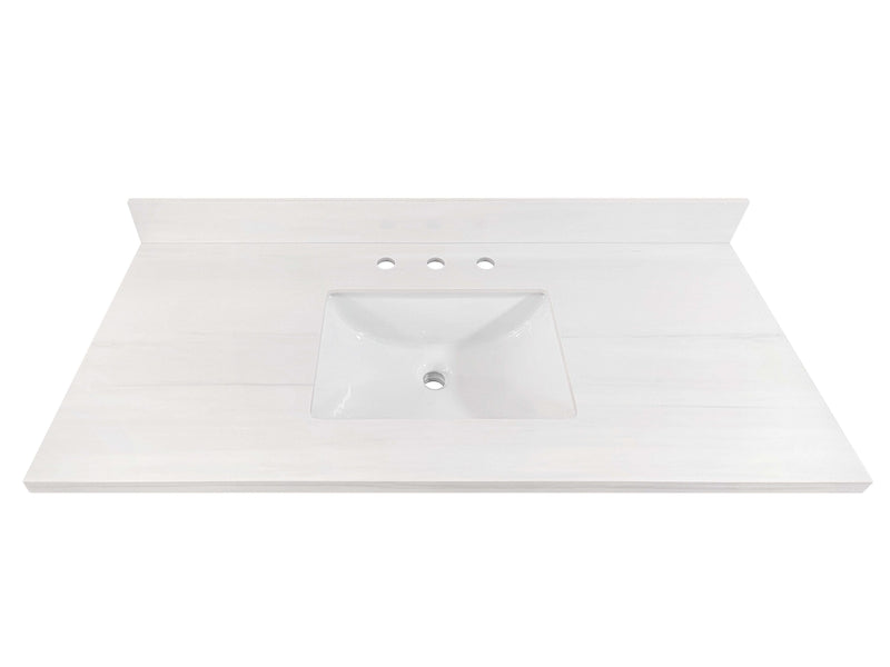 allen + roth Dolomiti Bianco 49-in White Sintered Stone Undermount Single Sink Widespread Faucet Mount Bathroom Vanity Top