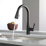 Delta Essa Matte Black Single Handle Deck-mount Pull-down Kitchen Faucet with Sprayer (Includes Deck Plate)