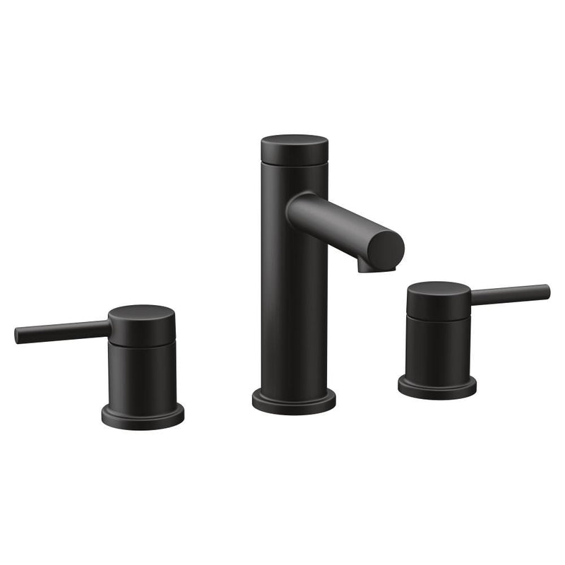 Moen Align Matte Black Widespread 2-handle WaterSense Low-arc Residential Handle Bathroom Sink Faucet with Drain