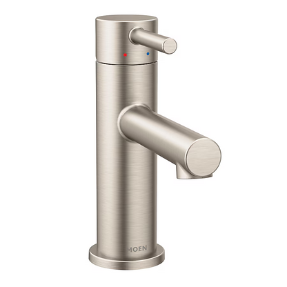 Moen Align Brushed Nickel Single hole 1-handle WaterSense Low-arc Residential Handle Bathroom Sink Faucet with Drain with Deck Plate, 6190BN, 2623979  *JR2503