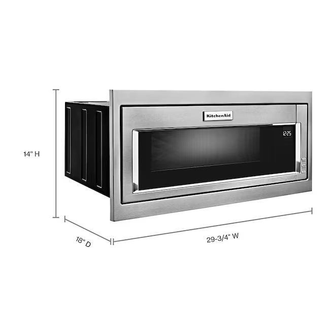 KitchenAid 1.1-cu ft 1000-Watt 29.75-in Built-In Microwave with Sensor Cooking Controls (Stainless Steel)