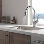 Delta Leland Single Handle Pull-Down Kitchen Faucet with ShieldSpray Technology in Arctic Stainless, 9178-AR-DST, MRSP: $585, FINAL PRICE: $ + TAX