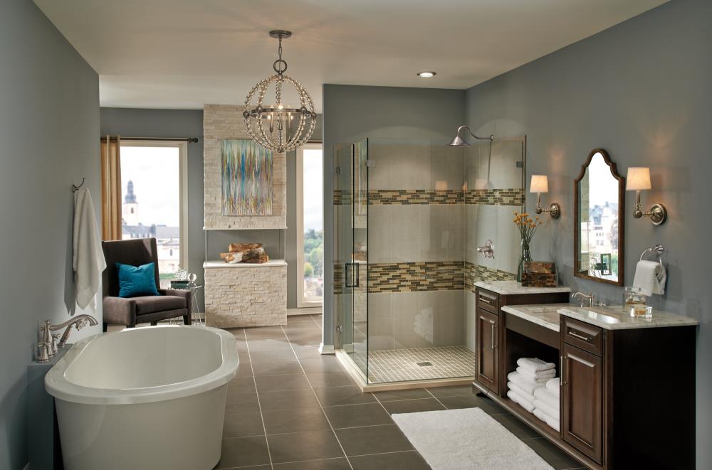 Delta Cassidy Metal Cross Handle Set - Roman Tub in Stainless Steel