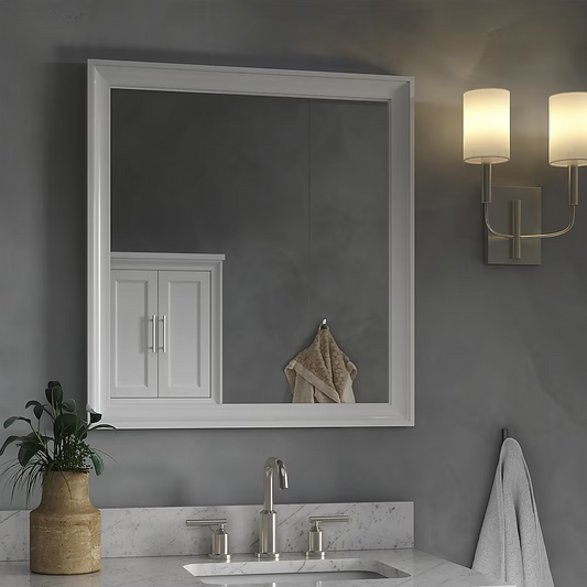 Ellen DeGeneres Anaheim 28-in x 30-in Framed Bathroom White Mirror, 1580MR-28-201, FINAL PRICE: $49.99 + Tax