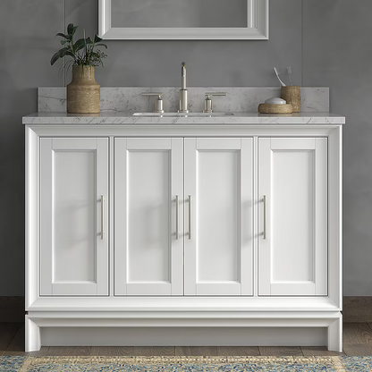 Ellen DeGeneres Anaheim 48-in White Undermount Single Sink Bathroom Vanity with Engineered Carrara Marble Top, 1580VA-48-201-925-UM, FINAL PRICE: $749.99 + Tax