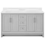 Ellen DeGeneres Anaheim 60-in Light Gray Semi-Recessed Double Sink Bathroom Vanity with Engineered Carrara Marble Top, 1580VA-60-242-925-SR, FINAL PRICE: $899.99 + Tax