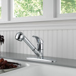 Peerless Turnbridge Chrome Deck-mount Pull-out Kitchen Faucet with Sprayer (Includes Deck Plate), P18550LF, MSRP: $136, FINAL PRICE: $69.99 + TAX