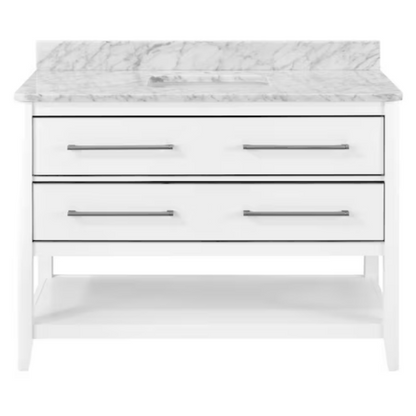 Ellen DeGeneres Lynnmere 48-in White Undermount Single Sink Bathroom Vanity with Natural Carrara Marble Top, 1549VA-48-201-900-UM, FINAL PRICE: $699.99 + Tax