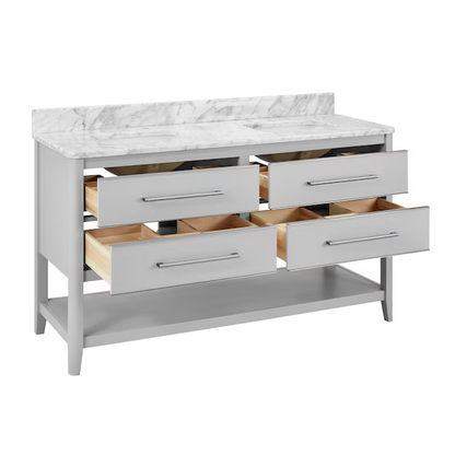 Ellen DeGeneres Lynnmere 60-in Light Gray Undermount Double Sink Bathroom Vanity with Carrara Natural Marble Top, 1549VA-60-242-900-UM, FINAL PRICE: $929.99 + Tax