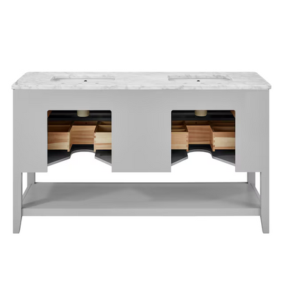 Ellen DeGeneres Lynnmere 60-in Light Gray Undermount Double Sink Bathroom Vanity with Carrara Natural Marble Top, 1549VA-60-242-900-UM, FINAL PRICE: $929.99 + Tax