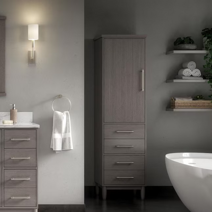 Ellen DeGeneres Greenwell 24-in W x 72-in H x 18-in D Cashmere Plywood Freestanding Linen Cabinet, 1656FC-24-247, FINAL PRICE: $399.99 + Tax