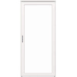 LARSON Platinum Fullview 36-in x 81-in White Linen Aluminum Left-hand Outswing/Right Hinge Storm Door with Interchangeable Screen ( No handle )