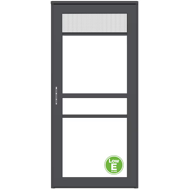 LARSON Platinum Split Fullview 36-in x 81-in Graphite Aluminum Left-hand Outswing/Right Hinge Storm Door Full-view with Retractable Screen (No handle), 45604392RE *HD2507, Retail: $665.36, FINAL PRICE: $359.99 + TAX