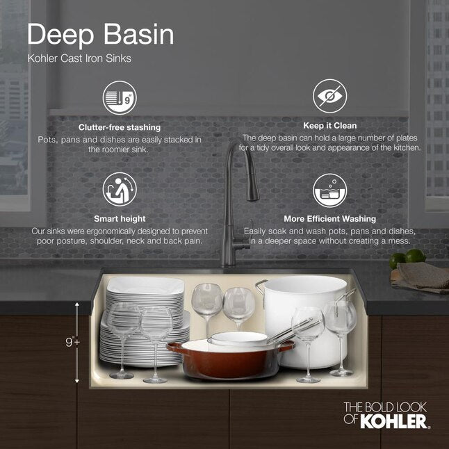 KOHLER Hartland Drop-in 33-in x 22-in Cast iron Double Equal Bowl Kitchen Sink, K-R5818-3-0 *HD2509, Retail: $446.00, FINAL PRICE: $ + TAX
