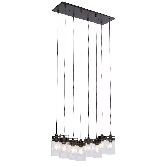 Alpine Reserve Vallymede 8-Light Aged Bronze Farmhouse Clear Glass Jar Large Hanging Pendant Light, B10006  #0575041 *JR2509, Retail: $179.98, FINAL PRICE: $99.99 + TAX