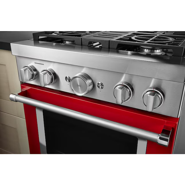 KitchenAid 30-in 4 burners 4.1-cu ft Convection Oven Freestanding Natural Gas Range (Passion Red), KFGC500JPA *JR2512, Retail: $4,599.00, FINAL PRICE: $2,699.99 + TAX