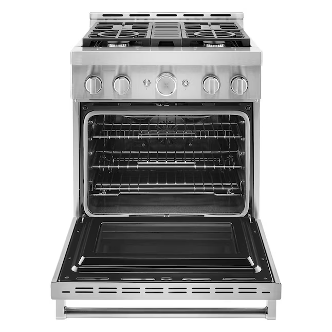 KitchenAid 30-in 4 burners 4.1-cu ft Convection Oven Freestanding Natural Gas Range (Stainless Steel), KFGC500JSS, Retail: $4,849.00, FINAL PRICE: $2,999.99 + TAX