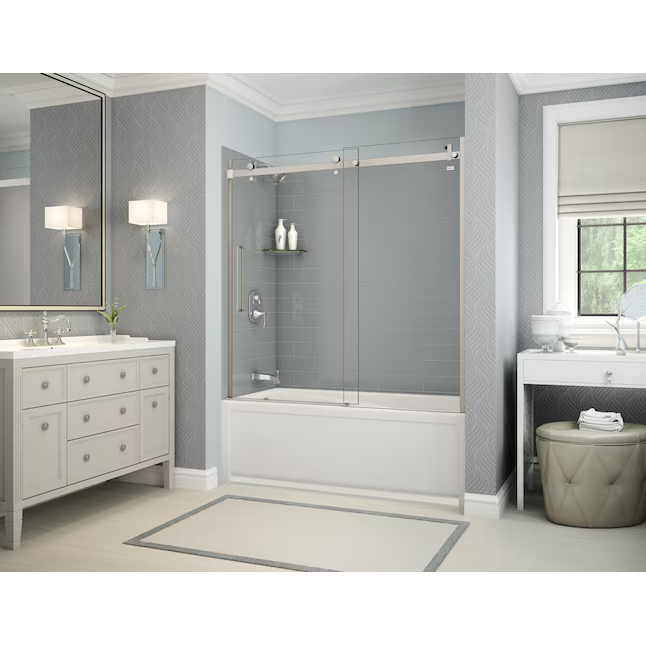 MAAX Utile 60-in L x 30-in W x 60-in H Metro Ash Grey 3-Piece Direct to Stud Bathtub Back Wall Panel, 103414-301-501-800  #805769 *JR2509, Retail: $1,916.00, FINAL PRICE: $799.99 + TAX