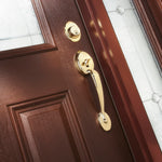 Schlage Plymouth Bright Brass Exterior Single-Cylinder Deadbolt and Keyed Entry Door Handleset