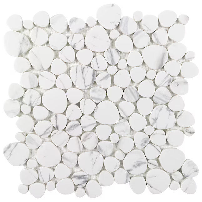 **PER PC** Stonescape White Marble 12x12 Honed Pebble Mosaic, LW2007001, 11.011sf, 11pcs, 29.832 lbs, FINAL PRICE: $6.99/pc, $76.89/bx + Tax