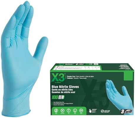 X3 Nitrile Disposable Gloves Medium Blue Powder Free 100-pk X344100 MSRP/Retail:$19.99 Special