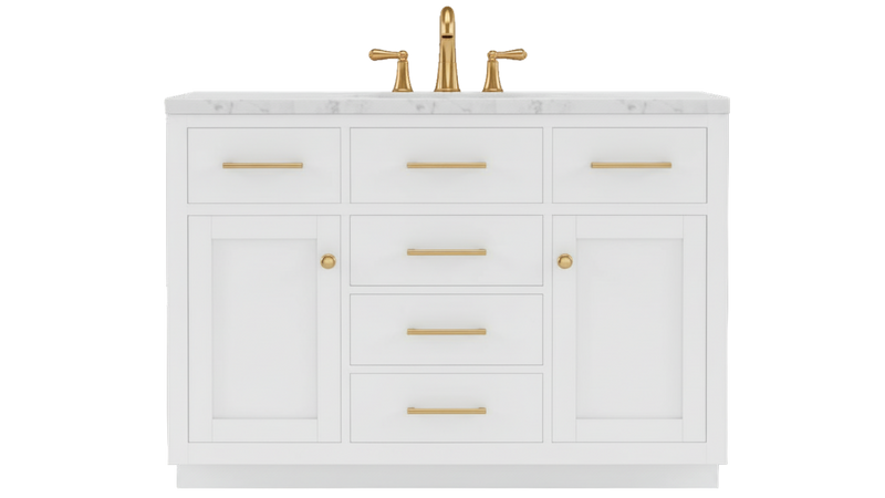 Grove Collection 42-Inch Single Sink Shaker Vanity in White with Quartz Countertop, ** NO BACKSPLASH ** SK42WWQ, CLEARANCE  PRICE: $449.99 + TAX