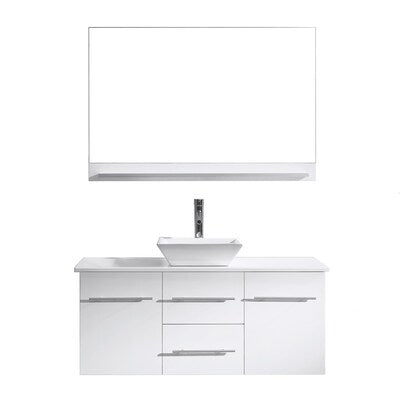 ***NO TOP** Marsala 48-in White Double Sink Floating Bathroom Vanity ***NO TOP***, MS-420-CAB-WH