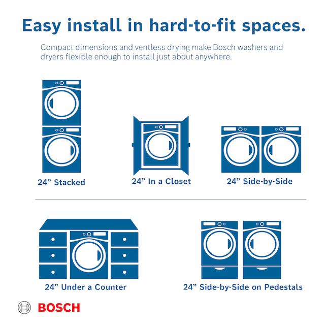 Bosch 800 Series Medium Stackable Steam Cycle Ventless Heat Pump Electric Dryer (Pearl Steel), WQB245AXUC/02 *JR2508, Retail: $1,999.00, FINAL PRICE: $1,199.99 + TAX